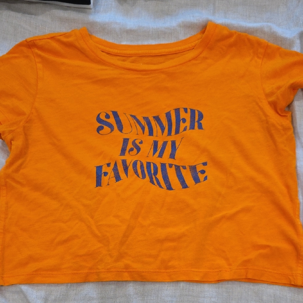 Aerie Orange and Blue Crop Top Vibrant Design